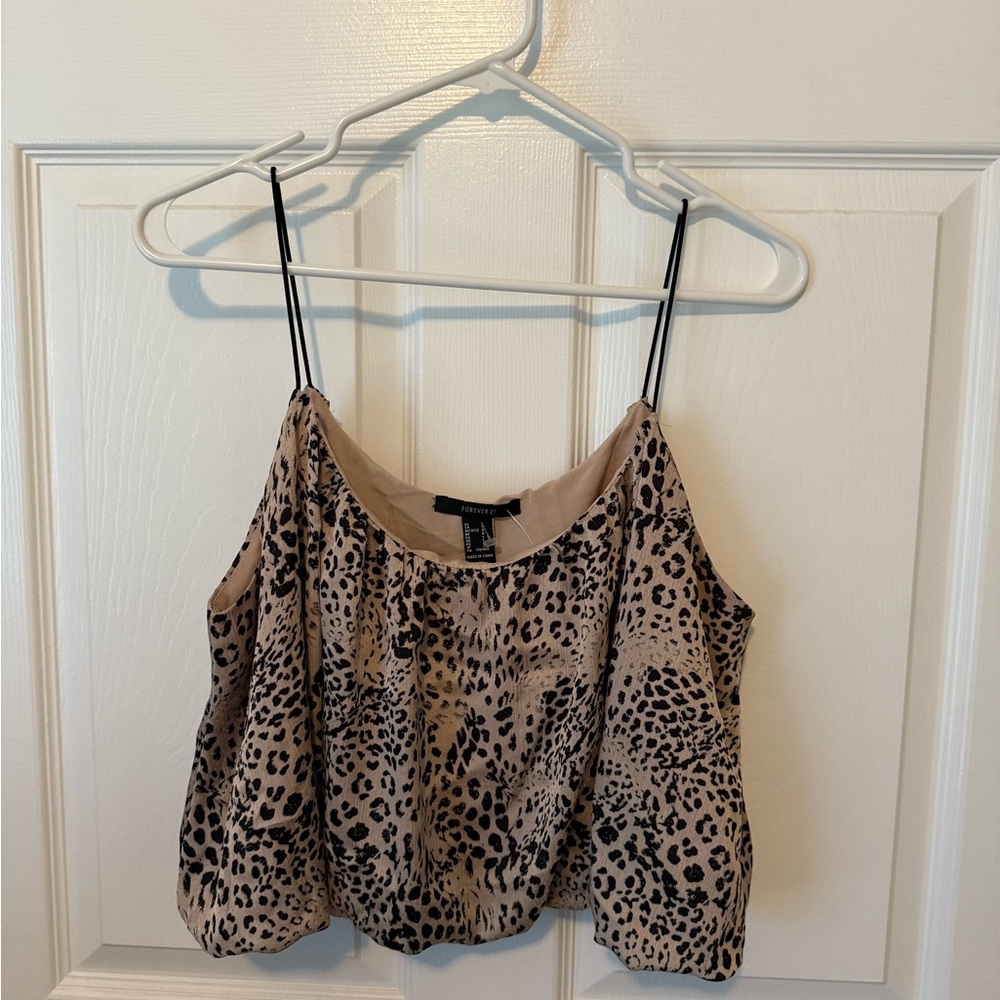 Forever 21 Brown and Cream Camisole Crop Top